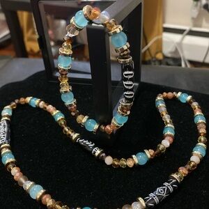 Unisex Beaded Necklace and Bracelet Set